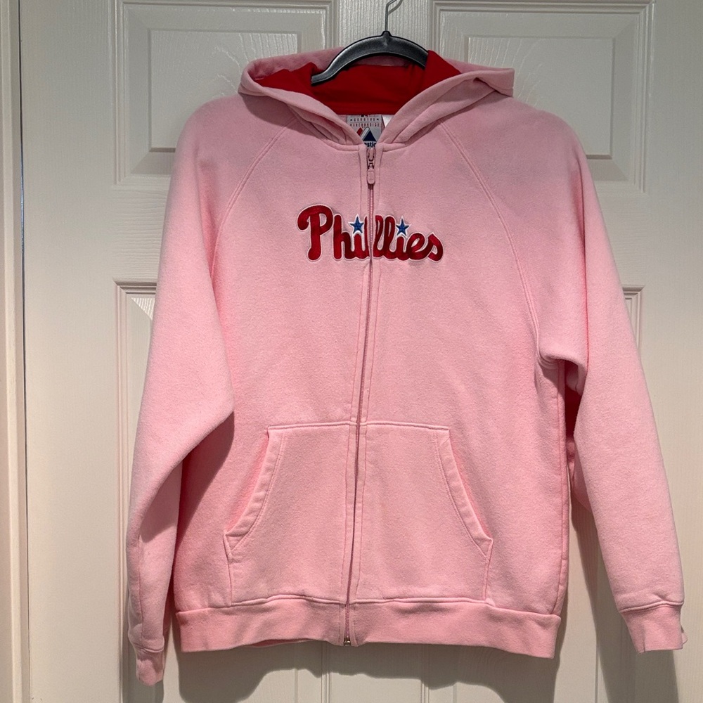 Phillies Pink Zippered Hoodie Jacket